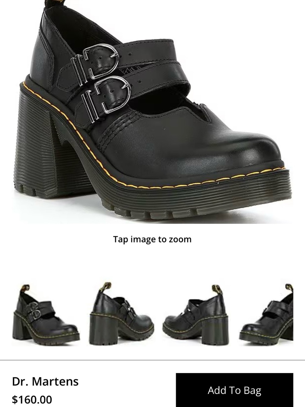 Dr. Martens Black Double Buckle Chunky Mary Jane Heels